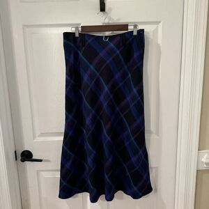NYCC Women's 10 Black  Blue Green Purple Plaid Knit A Line‎ Midi Skirt